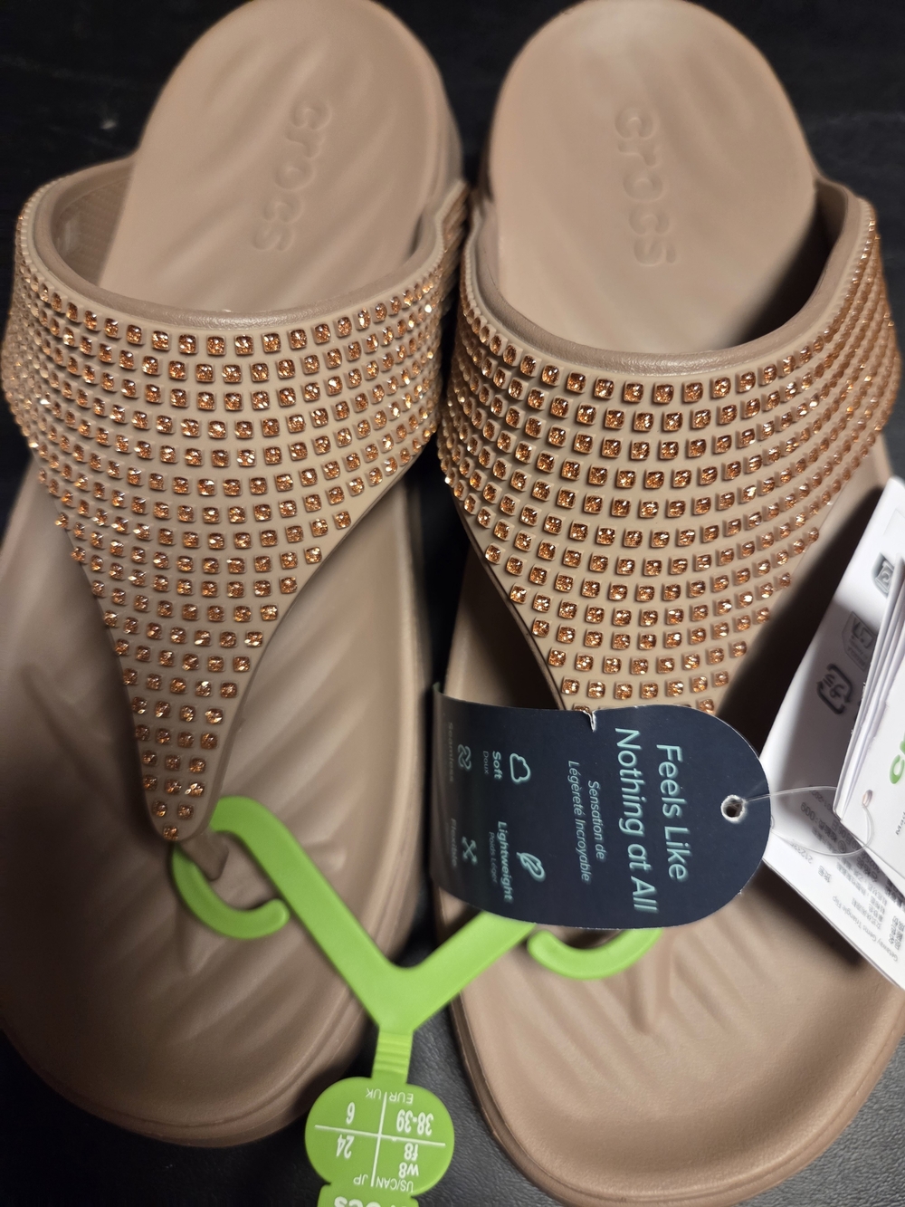 CROCS Rose Gold Jeweled Sandals - Picture 2 of 3
